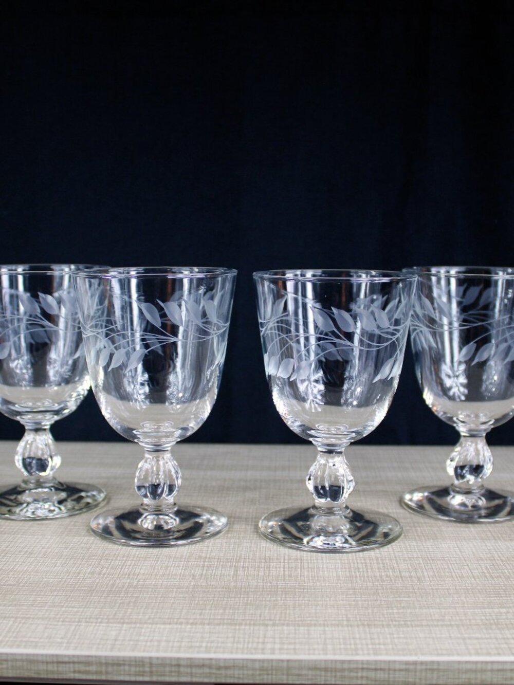 Set Of 4 Libbey Glass Laurel Classic Water Goblets MCM 1960's Vintage 10 oz